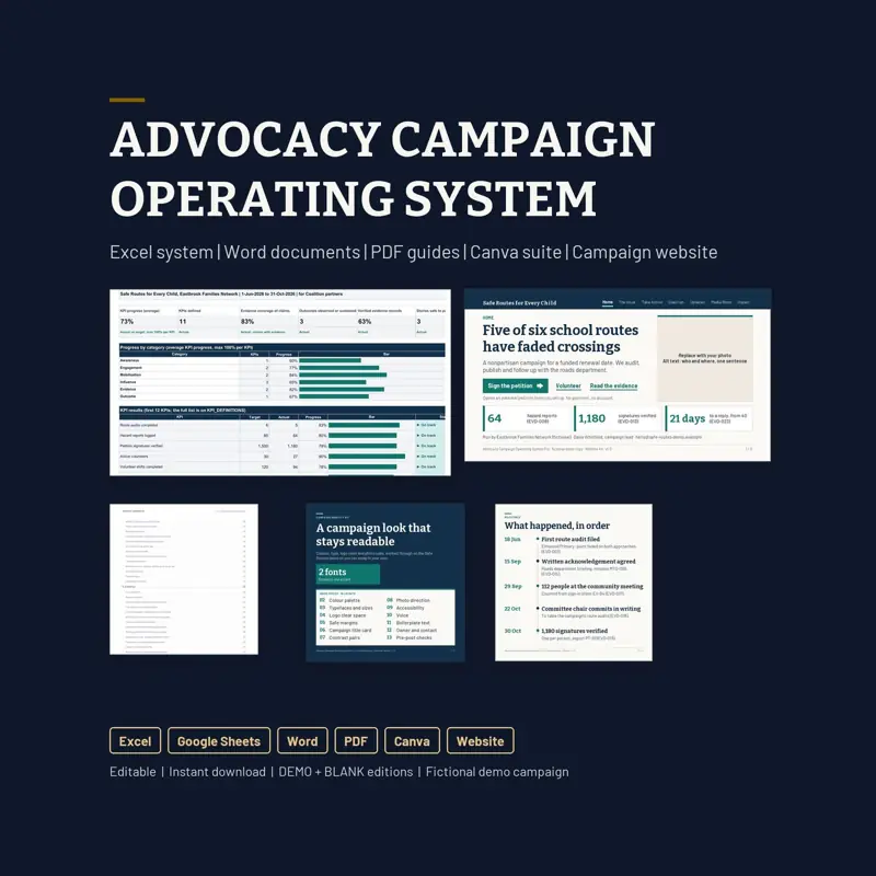 Advocacy Campaign Operating System: screenshot contoh 1 dari 8