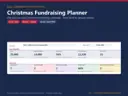 Christmas Fundraising Planner Excel template for nonprofits, showing the real Dashboard sheet: goal progress that is always current - goal, raised to date, % of goal, still to raise, days left