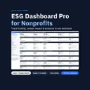 ESG Dashboard Pro for Nonprofits: Excel dashboard with funding, KPI, carbon, social, governance and data quality cards, plus 14 ESG resources