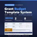 Grant Budget Template System XLSX workbook for nonprofits: real capture of the included file showing REVISE release decision, 2 unresolved major items and 0 unresolved blockers (fictional sample data).