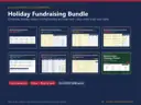 Holiday Fundraising Bundle for nonprofits: the listing covers of eight separate Excel products for Christmas, holiday season, GivingTuesday and year-end fundraising