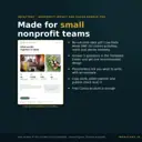 Low-data nonprofit one-pager example showing activities and reach honestly, with planner features for small teams