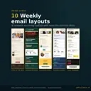 Five of the ten Weekly Canva email templates: story of the week, campaign progress, volunteer weekly, program progress and issue roundup
