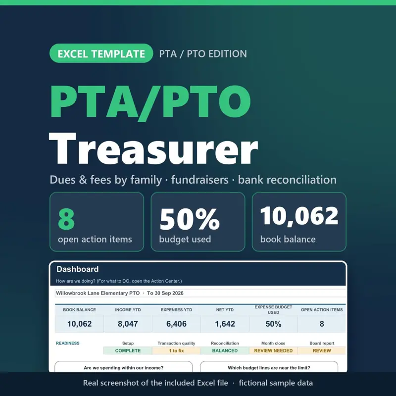 PTA / PTO Treasurer: screenshot contoh 1 dari 8