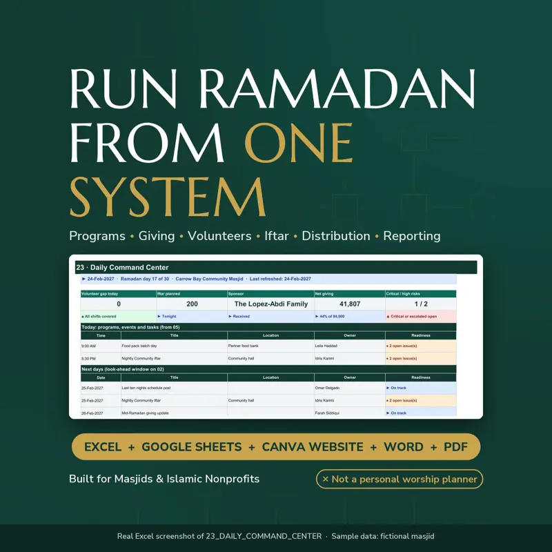 Ramadan & Masjid Operations Kit: screenshot contoh 1 dari 8