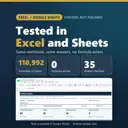 Google Sheets showing the imported Control center sheet next to the checks: 110,992 formulas in Excel, 0 formula errors, 35 sheets checked.